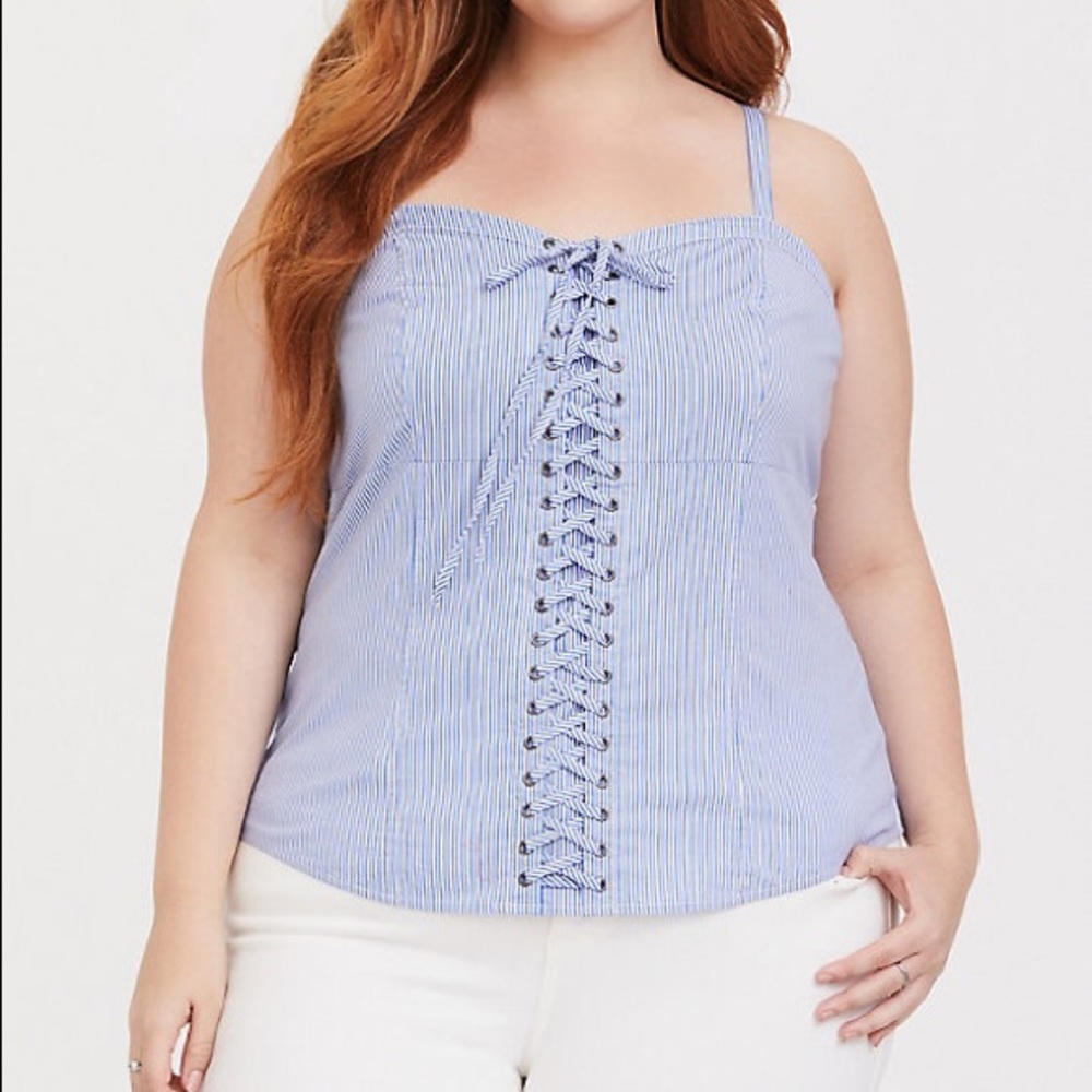 Torrid blue stripe corset top